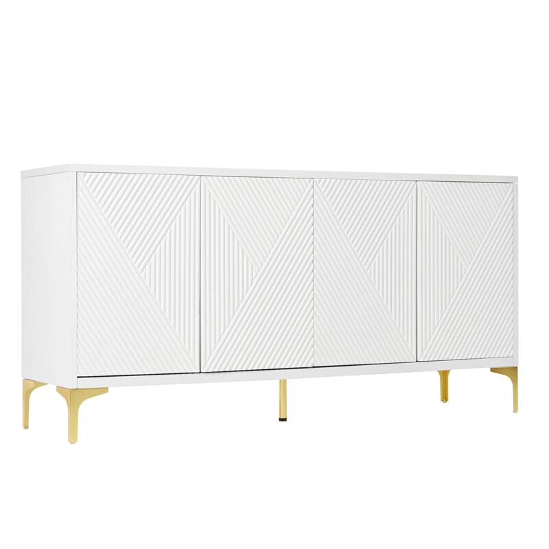 Modern light luxury style 60"L Large Storage Space Sideboard with 4 Doors and Rebound Device for Living Room and Entryway