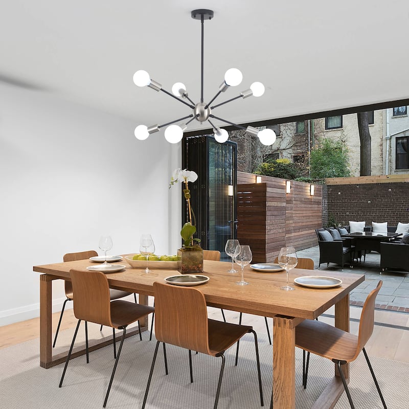 8-Light Mid Century Modern Linear Sputnik Chandelier for Bedroom Living Room Dining Room Kitchen Foyer - N/A