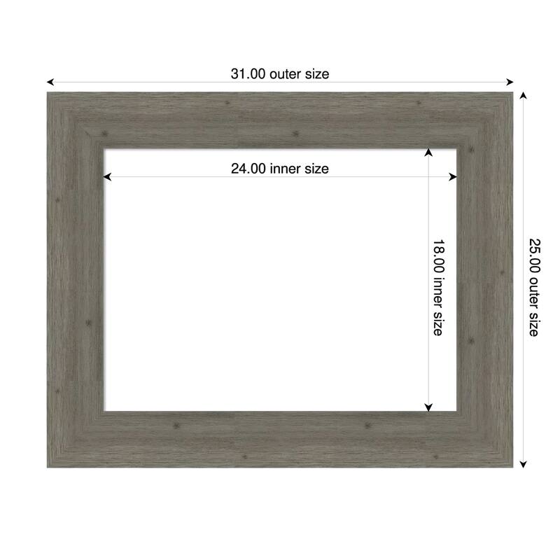 Amanti Art Fencepost Brown Framed Dry Erase Magnetic Board - 31 x 25 in - Fencepost Grey