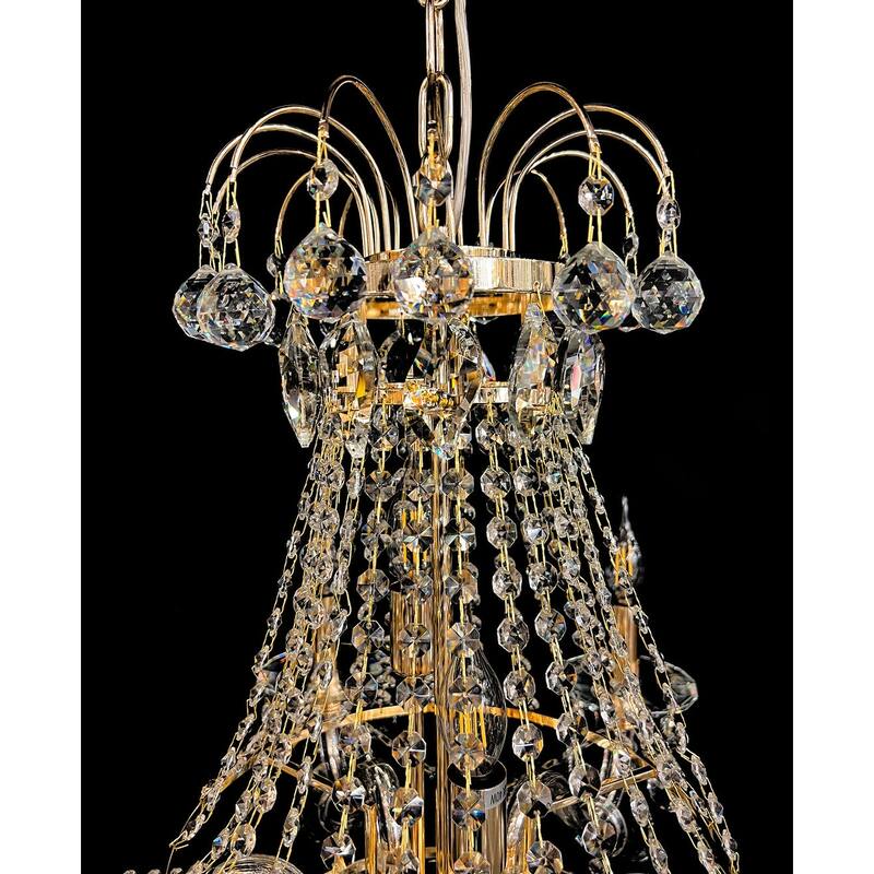 Crystal Chandelier 26 in Wide 11 Lights Pendant Light Gold and Chrome