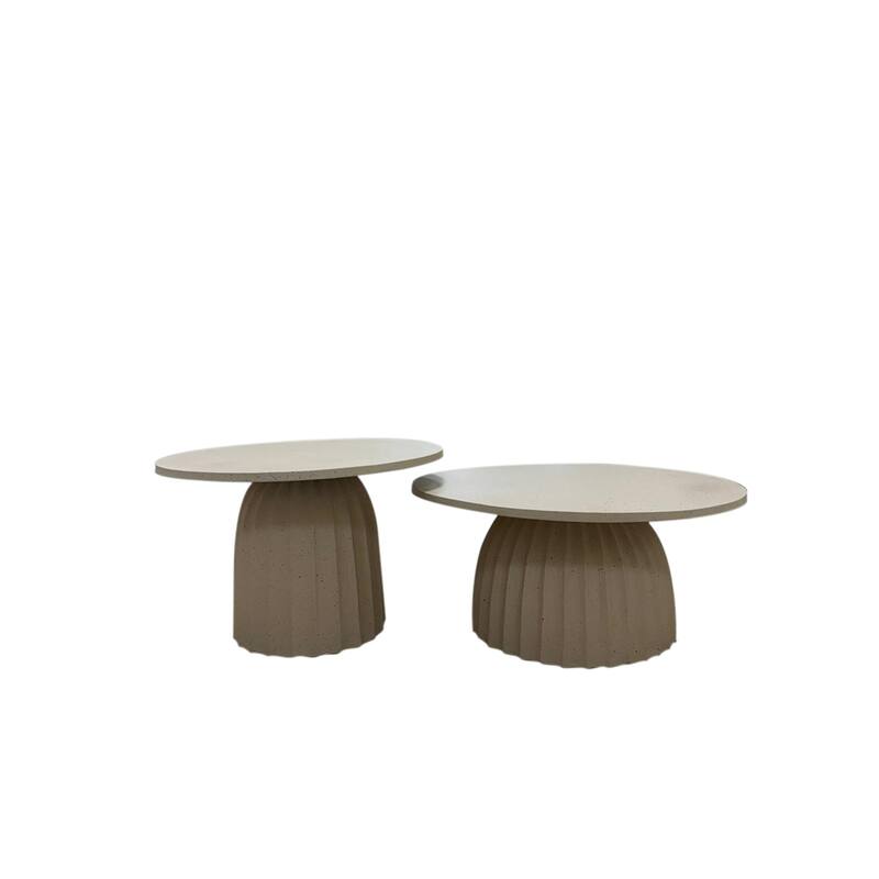 Chiseled Base Aluminum Coffee Table - 27.5" - Beige