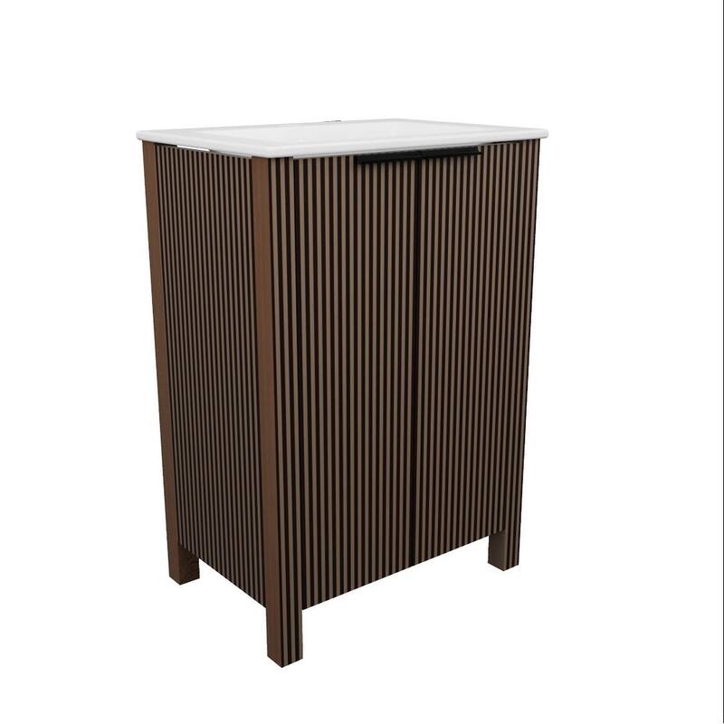 30" Floor Standing Bathroom Vanity Combo with 2 Doors & White Resin Sink Top