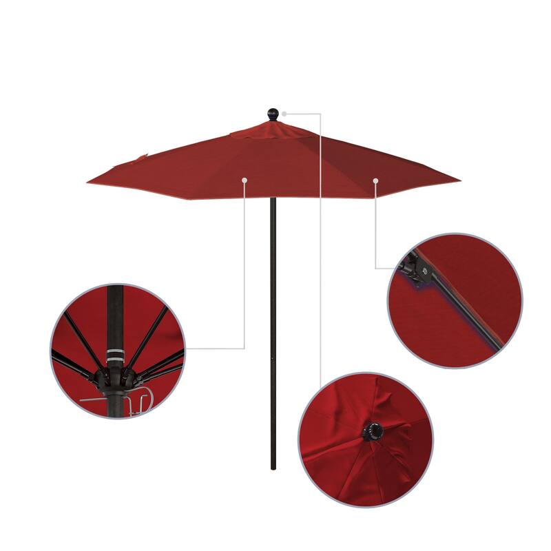 California Umbrella 7.5' Rd.. Aluminum Frame, Fiberglass Rib Market Umbrella, Push Open, Bronze Finish, Olefin Fabric