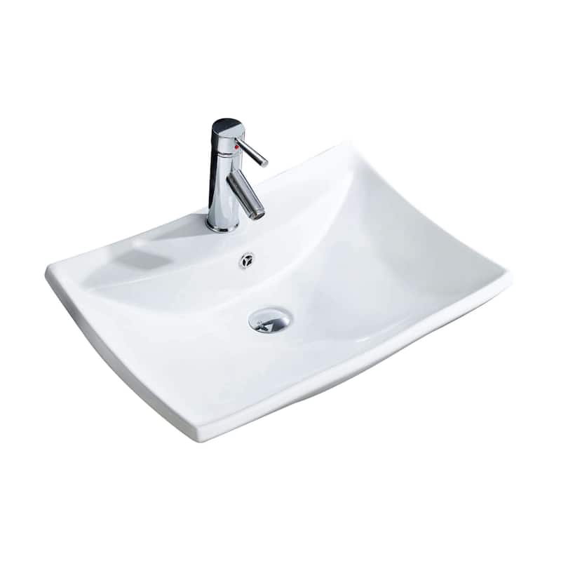 Fine Fixtures Vitreous China Beveled Rectangle White Vessel Sink