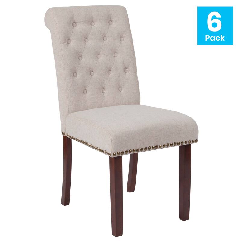 6PK Parsons Chairs-Rolled Back, Accent Nail Trim