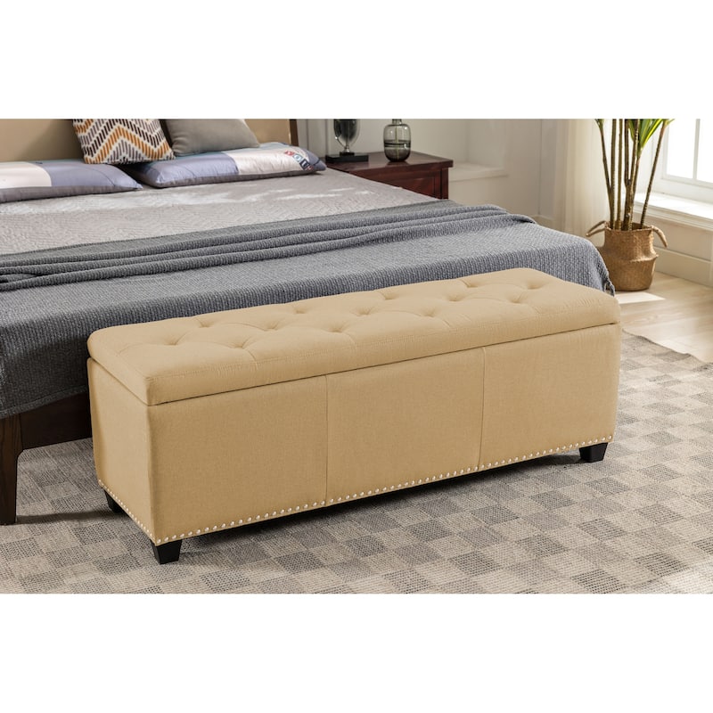 Porthos Home Hekla Fabric Upholstered Flip Top Storage Ottoman Bench