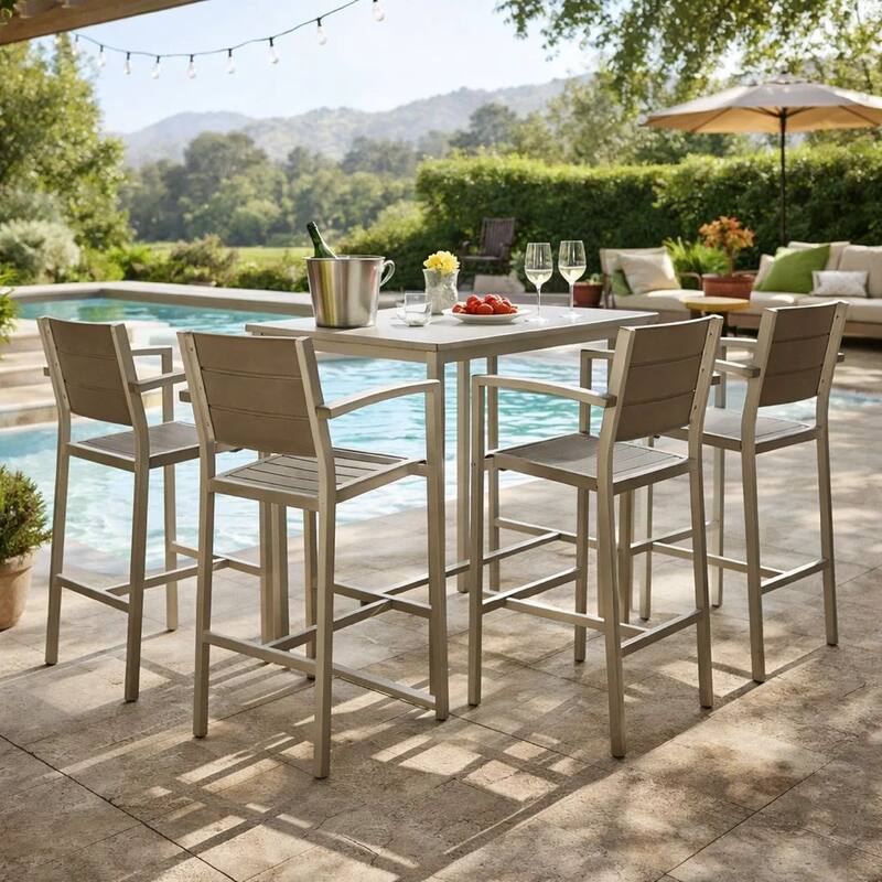 Kylo 18 Inch 4 Piece Outdoor Armchair, Polyresin Backs and Seats, Aluminum