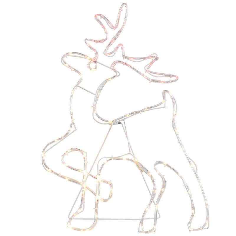 24" Lighted Standing Reindeer Silhouette Outdoor Christmas Decoration - White