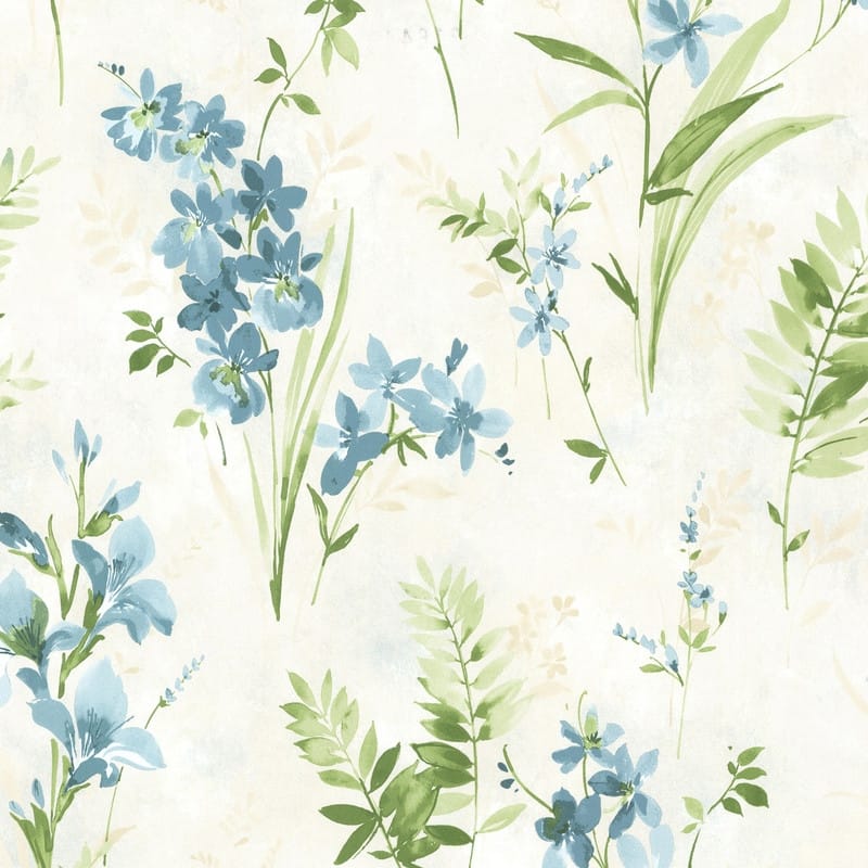 Brewster Floral Teal Driselle Wallpaper - 20.5in x 396in x 0.025in