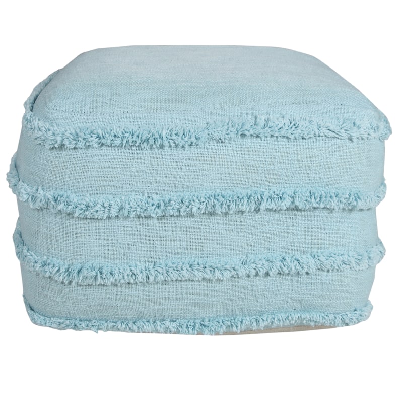 HomeRoots 18" Blue 100% Cotton Ottoman