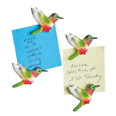 Hand-Painted Hummingbird Kitchen Magnets - Set of 4 - 4.500 x 4.000 x 3.250