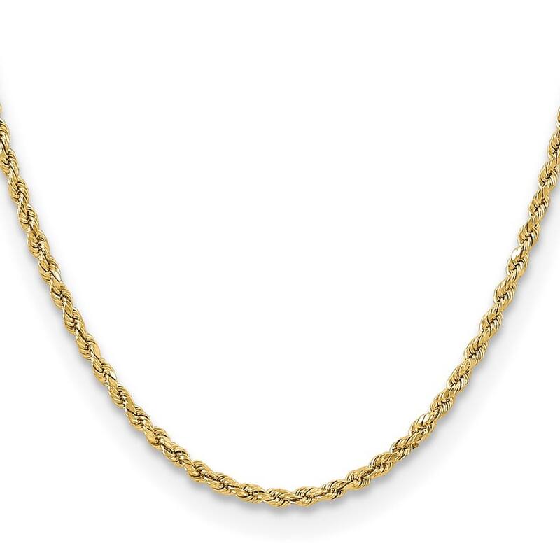 Curata 14k Gold 3mm Semi solid Sparkle Cut Rope Chain Bracelet
