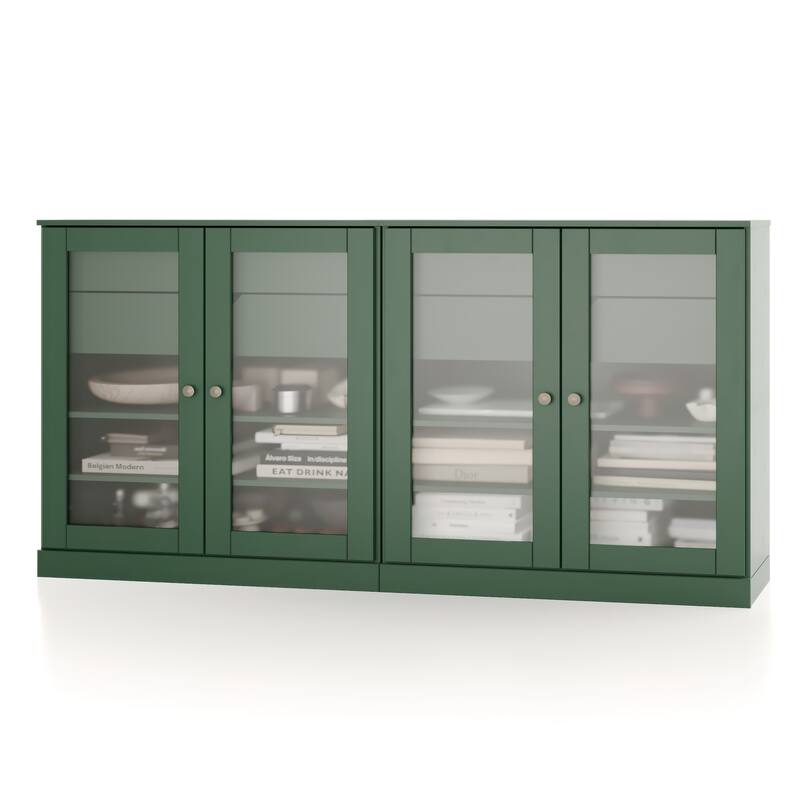 Palace Imports 100% Solid Wood 64" Sideboard with Frosted Glass Doors, 4-Drawers and Adjustable Shelves