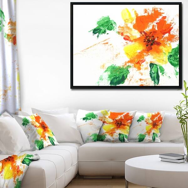 Shop Designart Painted Abstract Flower Floral Art Framed Canvas