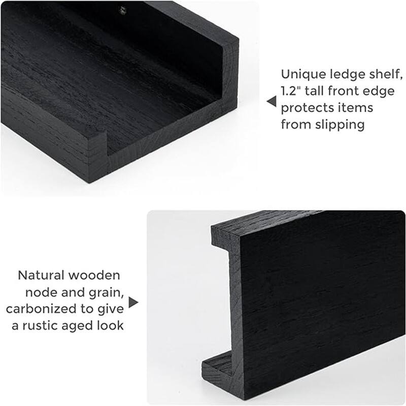 Wooden Picture Shelves for Wall with Ledge - 5.12"D x 36"W x 2.17"H