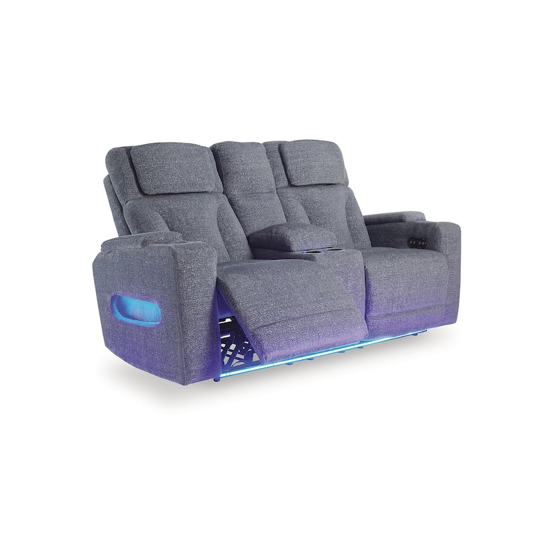 Signature Design by Ashley Forest Lake Gray Power Reclining Loveseat with Console - 76"W x 40"D x 42"H