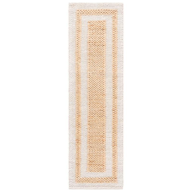 SAFAVIEH Hand-Loomed Natura Mettje Transitional Wool Rug - 2'3" x 8' Runner - Natural/Ivory