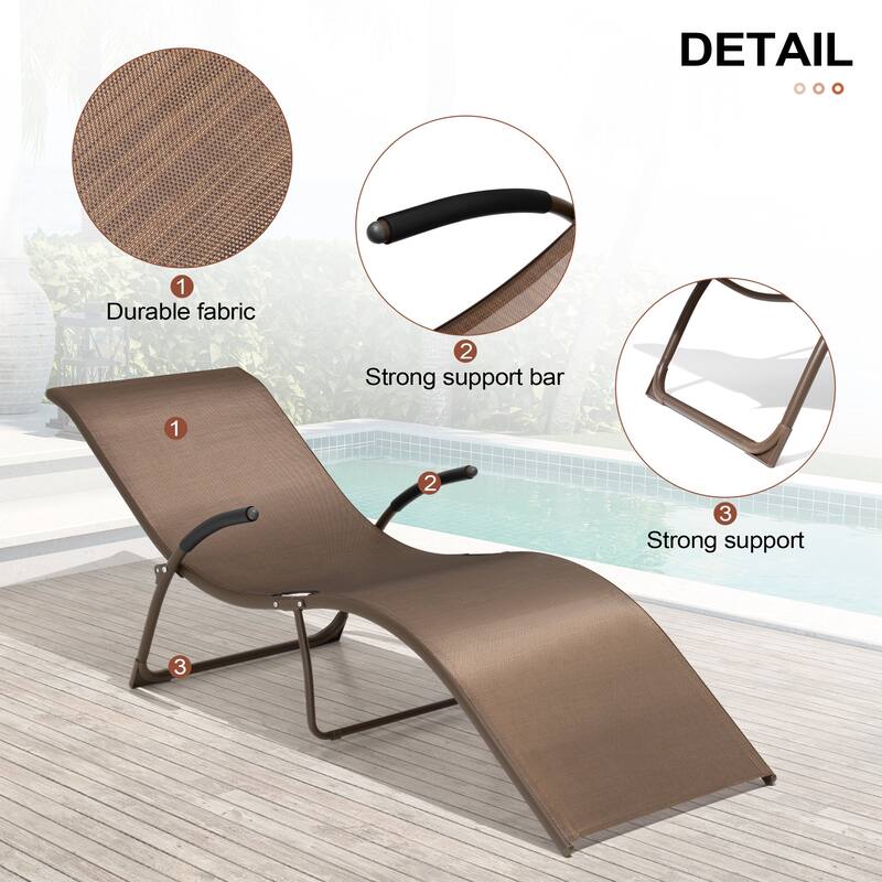 Crestlive Products Outdoor Aluminum Chaise Lounge Chair with Adjustable Backrest