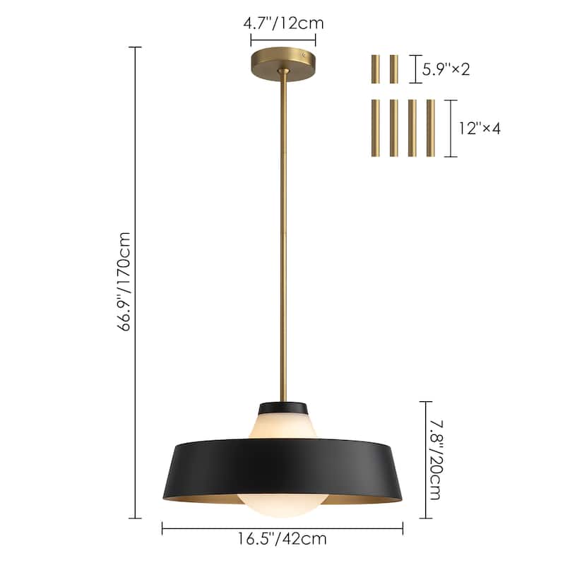 1-Light Modern Brushed Gold Dome Frosted Opal Glass Globe Bubble Pendant Light For Kitchen Island