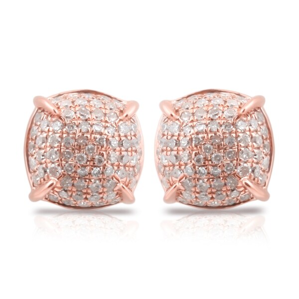 Fabulous 0.48 Carat Natural Diamond Designer Screw Back Puffed Dome Earring