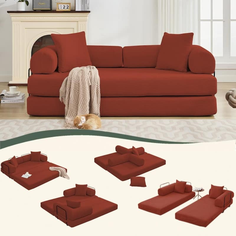 78.5" 4-in-1 Folding Convertible Out King Size Sleeper Sofa Bed