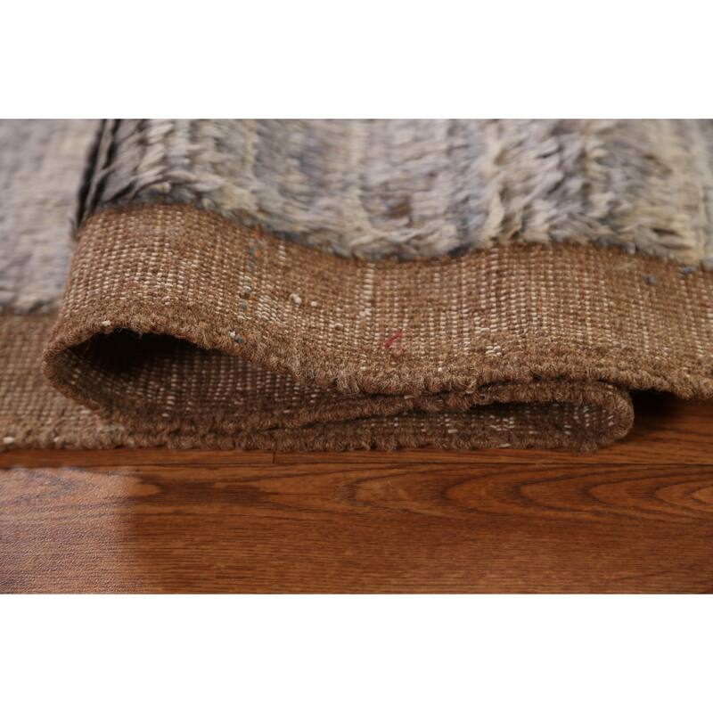 Hand Knotted Oriental 100% Wool Carpet Modern Tribal Greys & Charcoal Moroccan Area Rug - 9' 10'' X 6' 2''