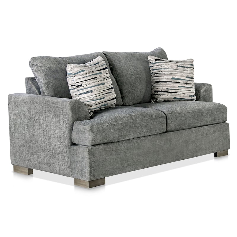 Nort Transitional Fabric Padded Flared Arms Loveseat by Furniture of America