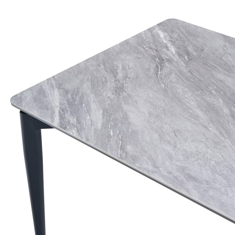 Glossy Rock Table With Legs,Sintered Stone Dining Table,Family Dining Table For 6-8 People