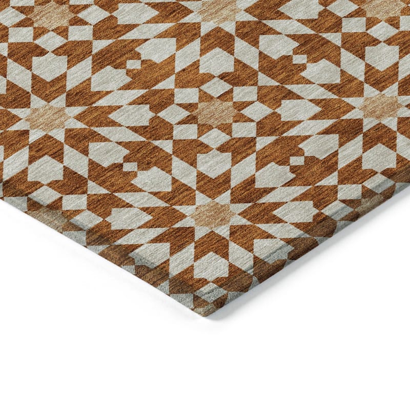 HomeRoots Floral Medallion Transitional Rectangle Outdoor Rug