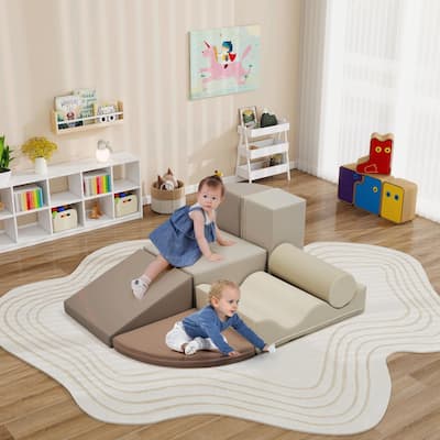 7-Piece Indoor Climbing Foam Set for Kids - Soft PU Toddler Climbing Toys, Indoor Climb and Crawl Activity Play Set