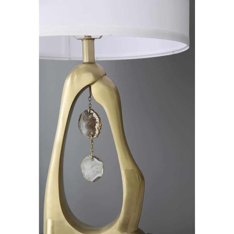 D16x27.5" Gold Geode Shaped Table Lamp with White Drum Shade
