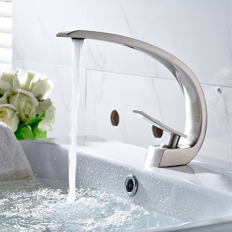 Nickel Single Hole Arch Bathroom Sink Vessel Faucet