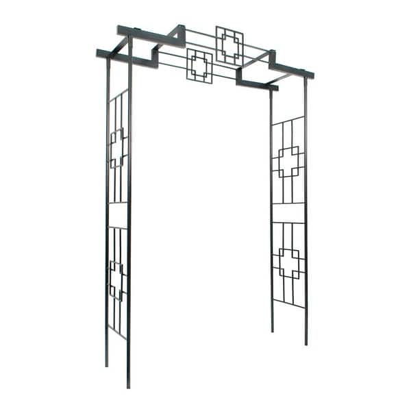 slide 2 of 5, Achla Designs Elegant Handcrafted Square-on-Squares Garden Arbor II, 95.5 Inch Tall, Graphite Powder Coated Finish