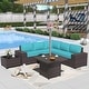 preview thumbnail 79 of 99, Outdoor Patio Furniture Set, All Weather PE Wicker Sectional Conversion Sofa set with Firepit(Optional)