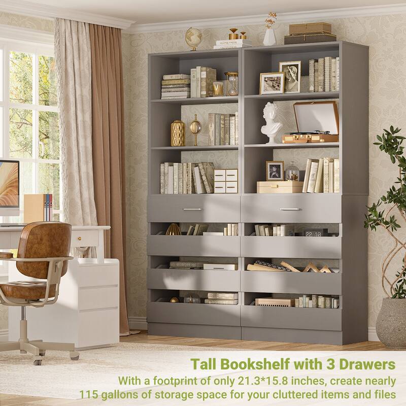 21.3'' W Closet System with 4 Wooden Drawers, 1.78FT Walk-in Closet Organizer Wardrobe with Adjustable Open Shelves