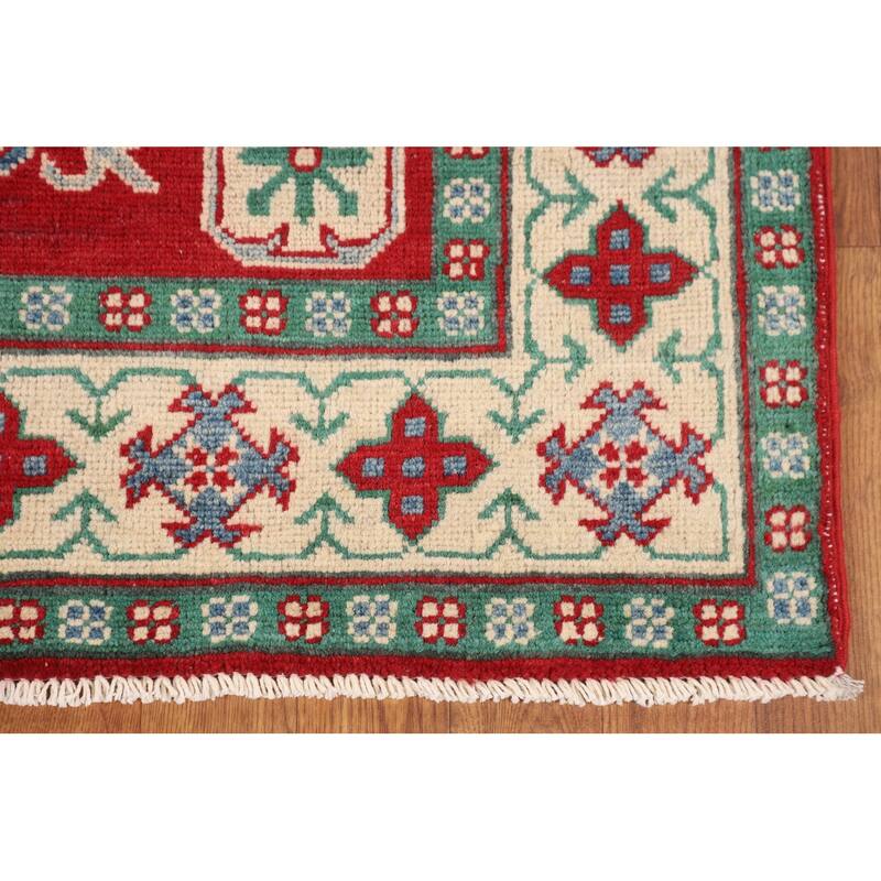 Red Kazak Area Rug Handmade Traditional Wool Carpet - 3'11" x 5'9"