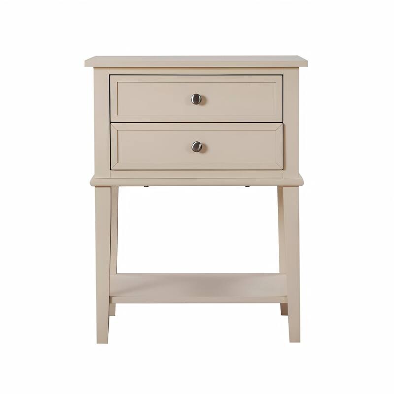 Beige Contemporary Nightstand with Open Shelf