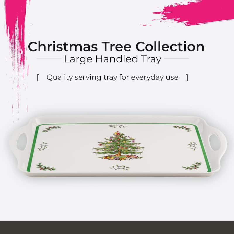 Pimpernel Christmas Tree Large Handled Tray - 18.9" L x 11.6" W