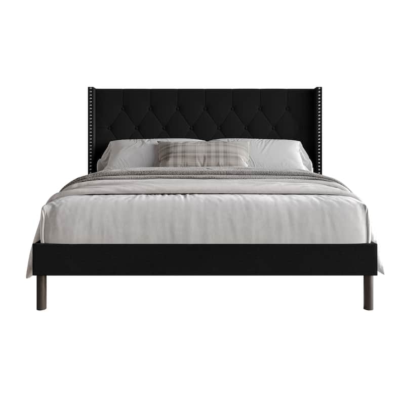 Clayfell Cicero Tufted Upholstered Wingback Panel Bed