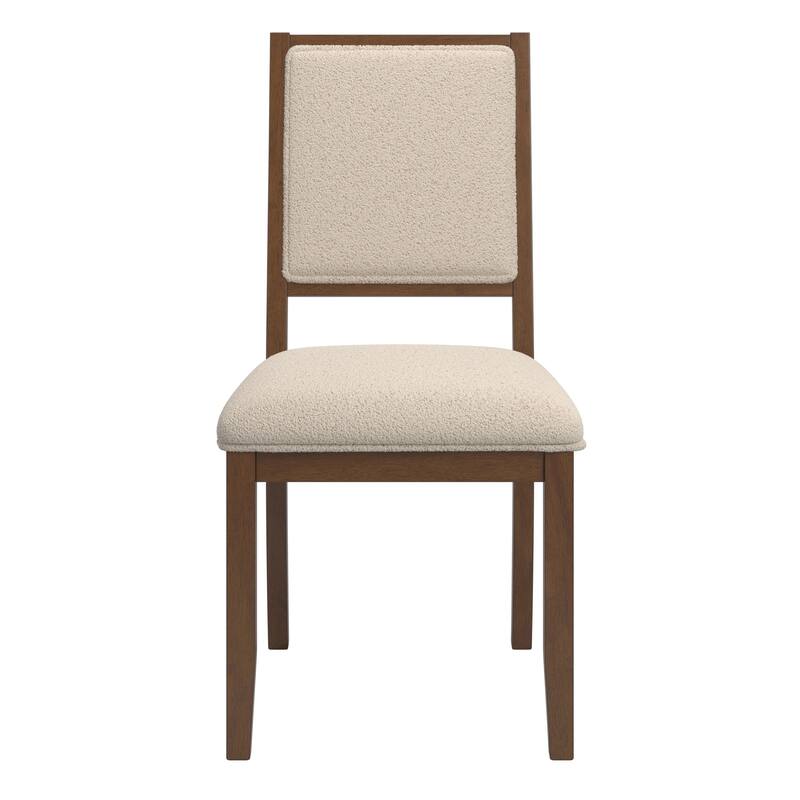 Harstad Wood Finish Cream Boucle Fabric Dining Chair (Set of 2) by iNSPIRE Q Modern