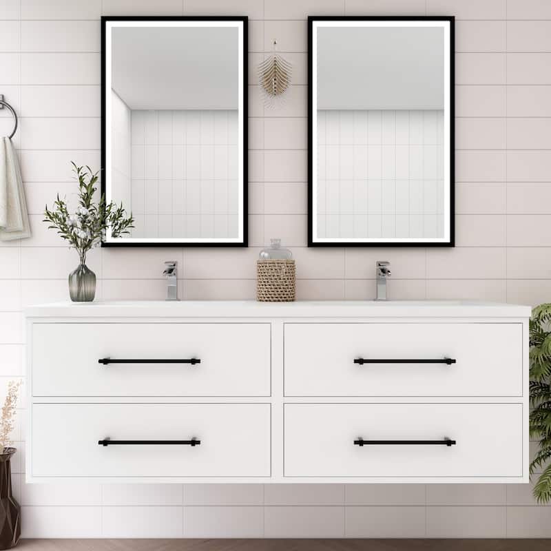 Victoria 60'' Floating Vanity with Double Reinforced Acrylic Sink - 59.5 - Glossy - Gloss White