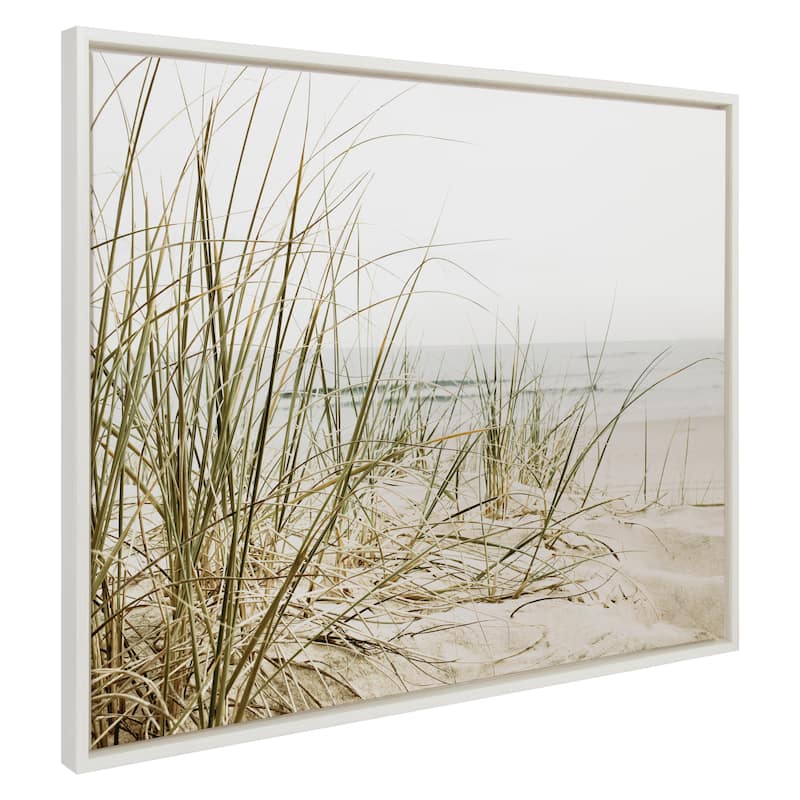 Kate and Laurel Sylvie Calming Beach Grass Framed Canvas by The Creative Bunch Studio - 31.5x41.5 - White