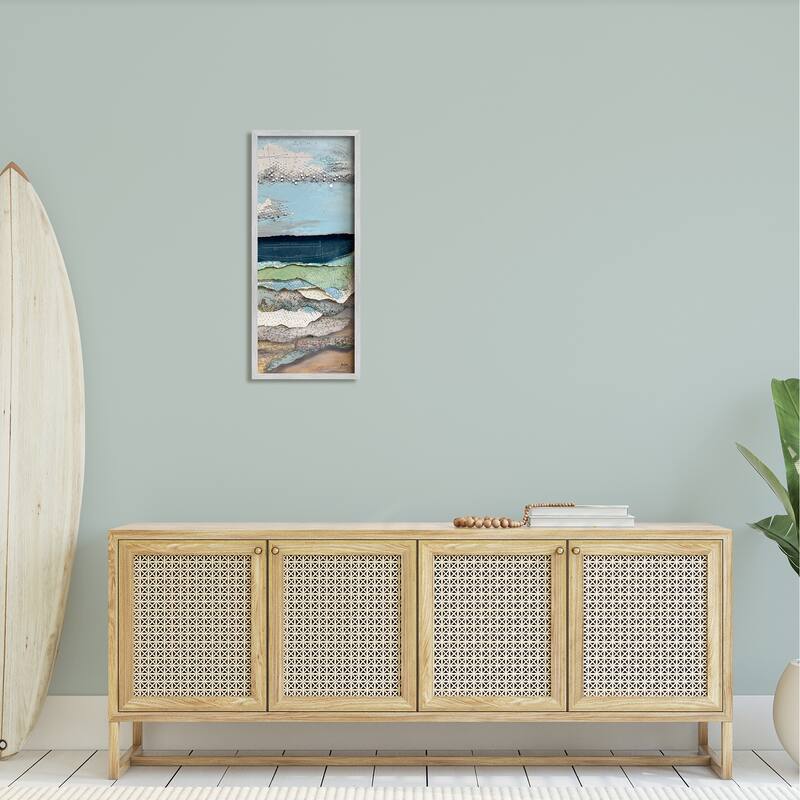Stupell Cloudy Beach Shore Landscape Layered Ephemera Collage Framed Wall Art, Design by Stacy Gresell