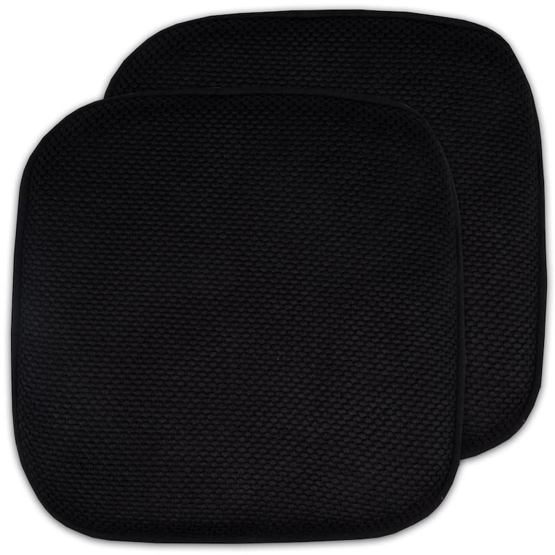 Sweet Home Collection Honeycomb Memory Foam No Slip Back Chair Pad Cushion Black 16" x 16" - Set of 2