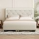 preview thumbnail 13 of 21, Queen Velvet Platform Bed with LED Lights and Storage Drawers Beige - Queen