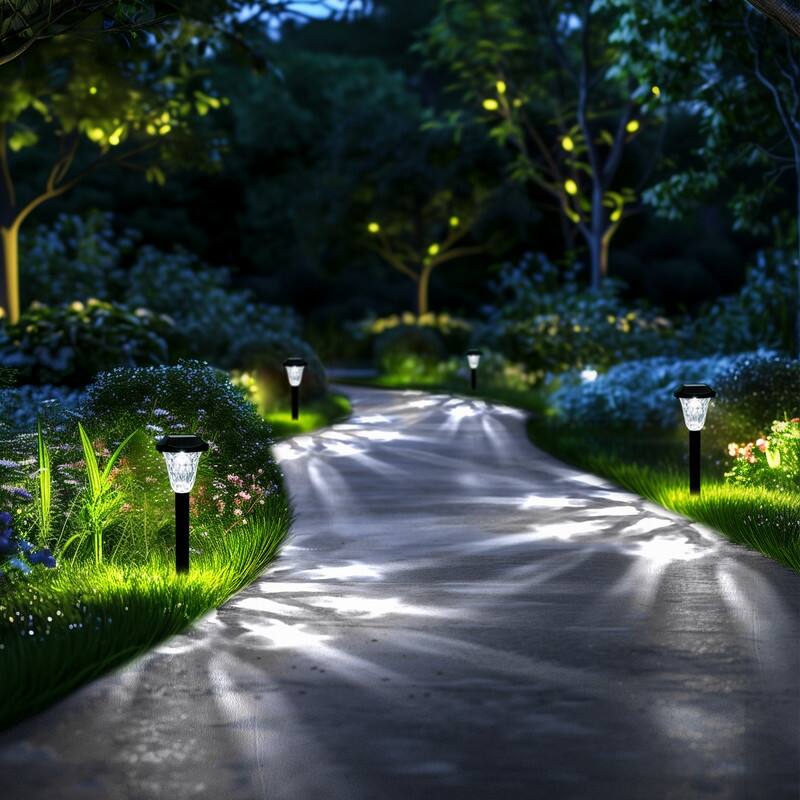 Solar Pathway Lights, Waterproof Cool White Outdoor Solar Lights for Garden, 6500K