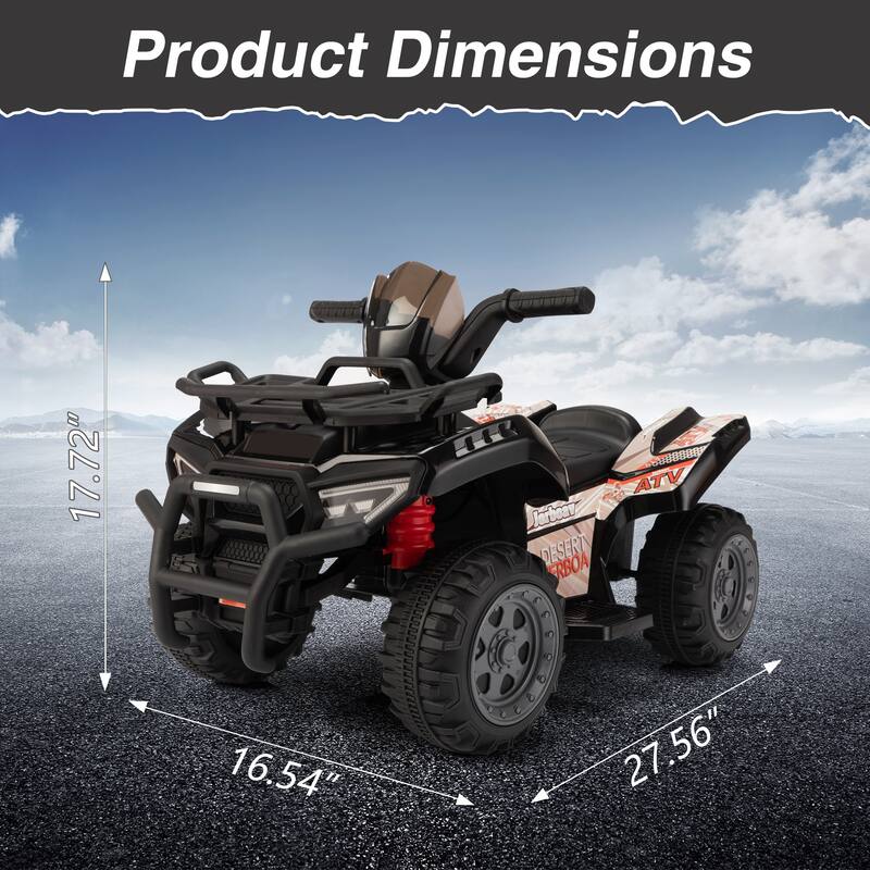 6V Electric ATV Ride-On for Kids, 4-Wheeler Quad with Music, USB, MP3, Horn, for 18-48 Months, Black