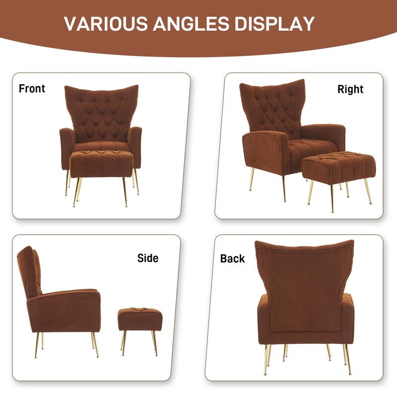 Ouyessir Upholstered Tufted Accent Chair with Ottoman