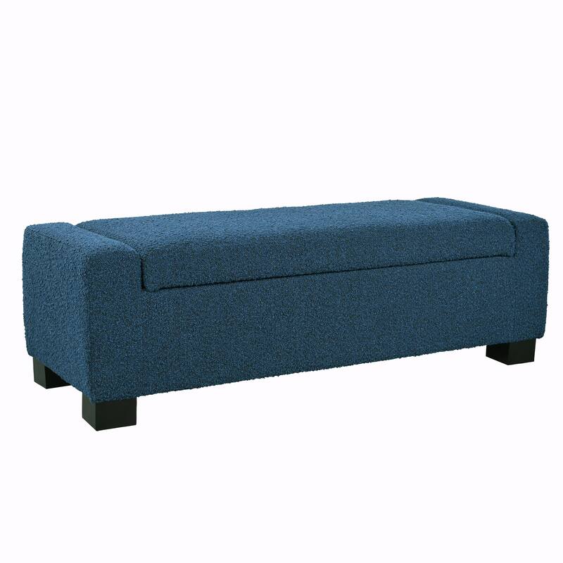 Rectangular Storage Ottoman - 50" Textured Fabric & Wood Base