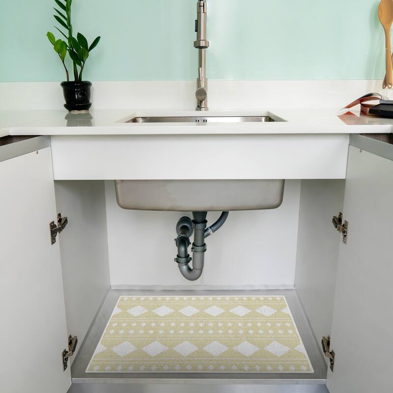Under Sink Mat - Ultra-Absorbent Cotton Shelf Liners For Kitchen Cabinets - 2X3 feet - Banana Cream Yellow